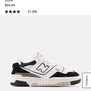 New Balance 550 Black and White Sneakers